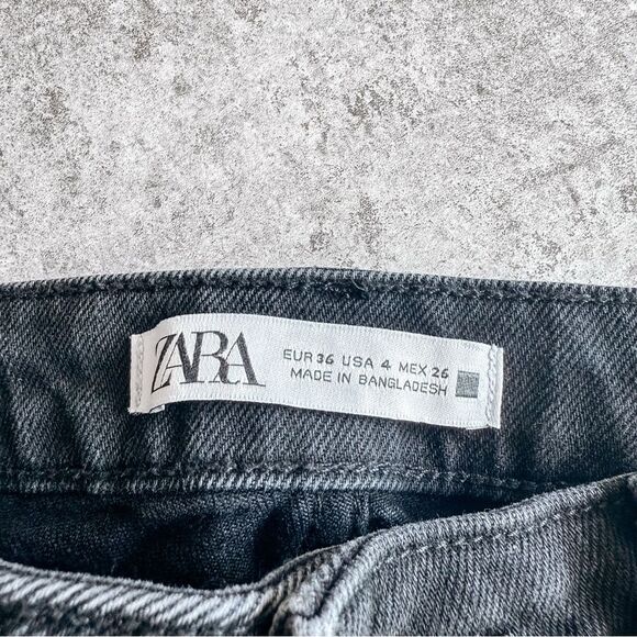 Zara Black Straight Leg High Rise Jean Size 4 - Picture 6 of 6